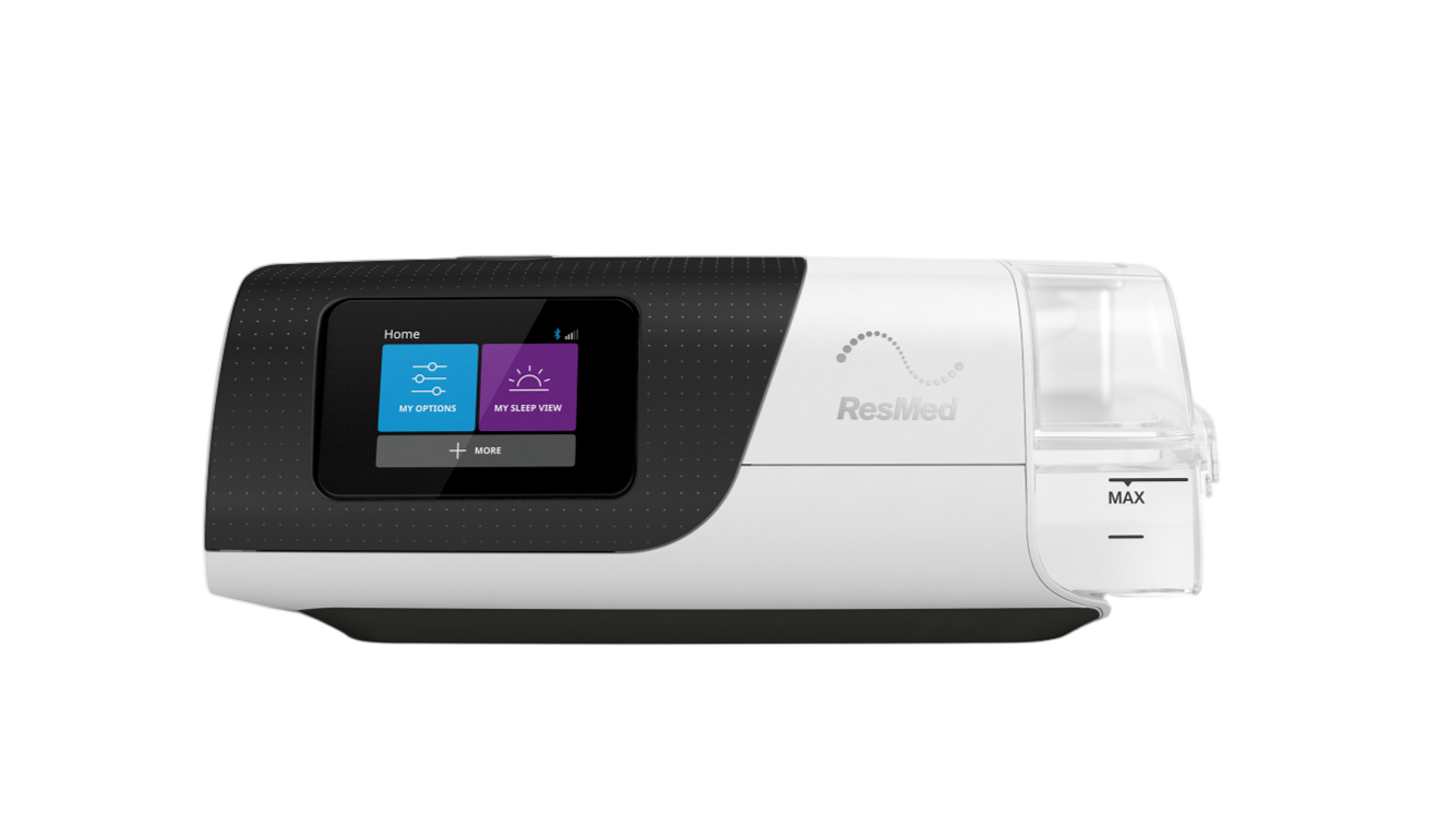 White medical device with digital display on a white background