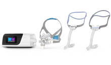 Load image into Gallery viewer, ResMed Airsense 11 CPAP machine and masks on a white background

