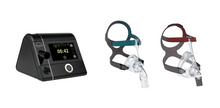 Load image into Gallery viewer, Lowenstein Prisma20A CPAP device and two masks on a white background
